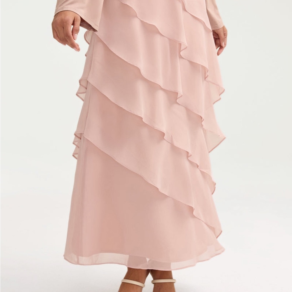 Elegant Pink Layered maxi Skirt